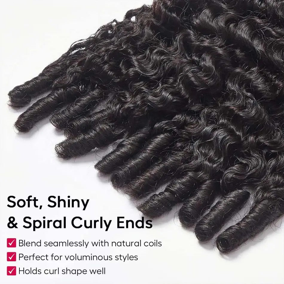 KRN Burmese Curly Half Wig Drawstring Human Hair Wig