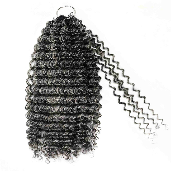 Salt & Pepper Small Kinky Curly  Crochet Hair Feather Human Hair Extensions