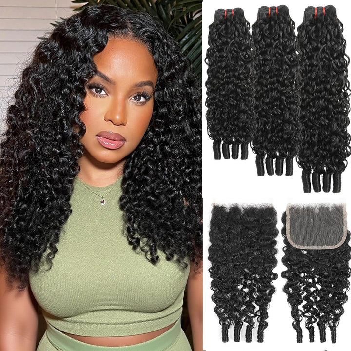 5x5 Skinlike Real HD Lace Closure with 3 Bundles Burmese Curly