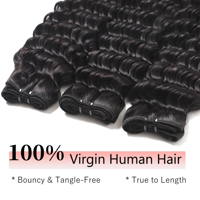 5x5 Skinlike Real HD Lace Closure with 3 Bundles Deep Wave