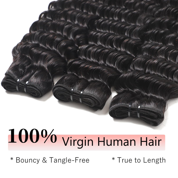 5x5 Skinlike Real HD Lace Closure with 3 Bundles Deep Wave