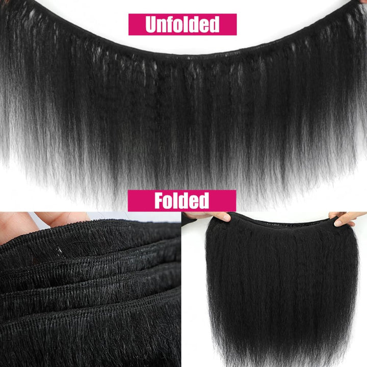 5x5 Skinlike Real HD Lace Closure with 3 Bundles Kinky Straight