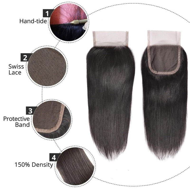 5x5 Skinlike Real HD Lace Closure with 3 Bundles Straight