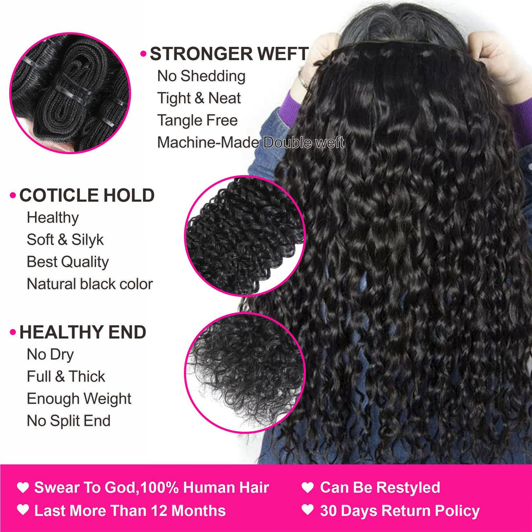 5x5 Skinlike Real HD Lace Closure with 3 Bundles Water Wave