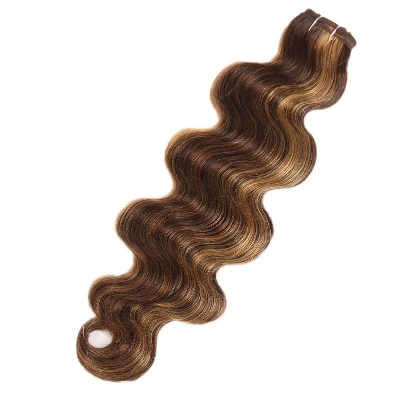 5x5 Skinlike Real Transparent Lace Closure with Highlight Piano Brown Blonde 3 Bundles Body Wave
