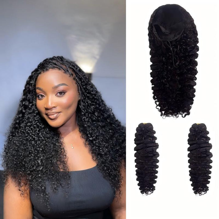 KRN HC Wig Burmese Curly Half Wig Crochet Braid Hair