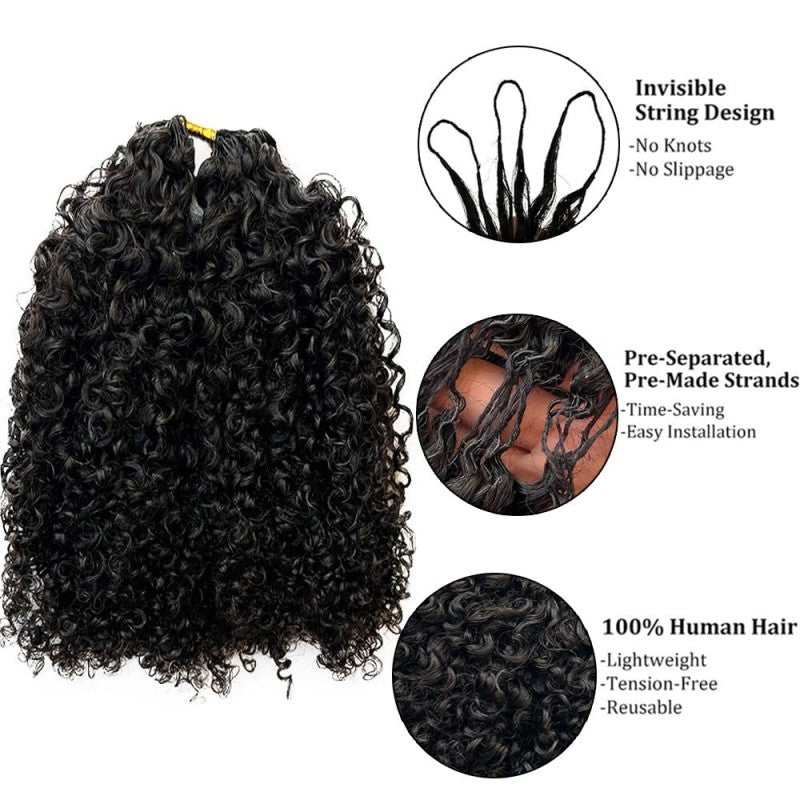 Tight Curly Feather Crochet Hair Extension Knotless Pre-Separated Human Hair