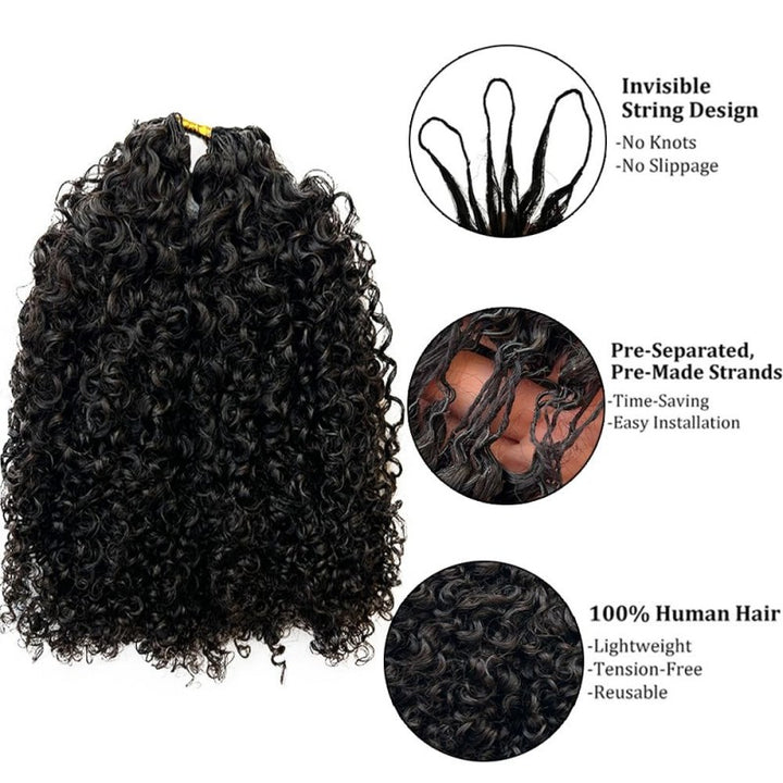 Tight Curly Feather Crochet Hair Extension Knotless Pre-Separated Human Hair