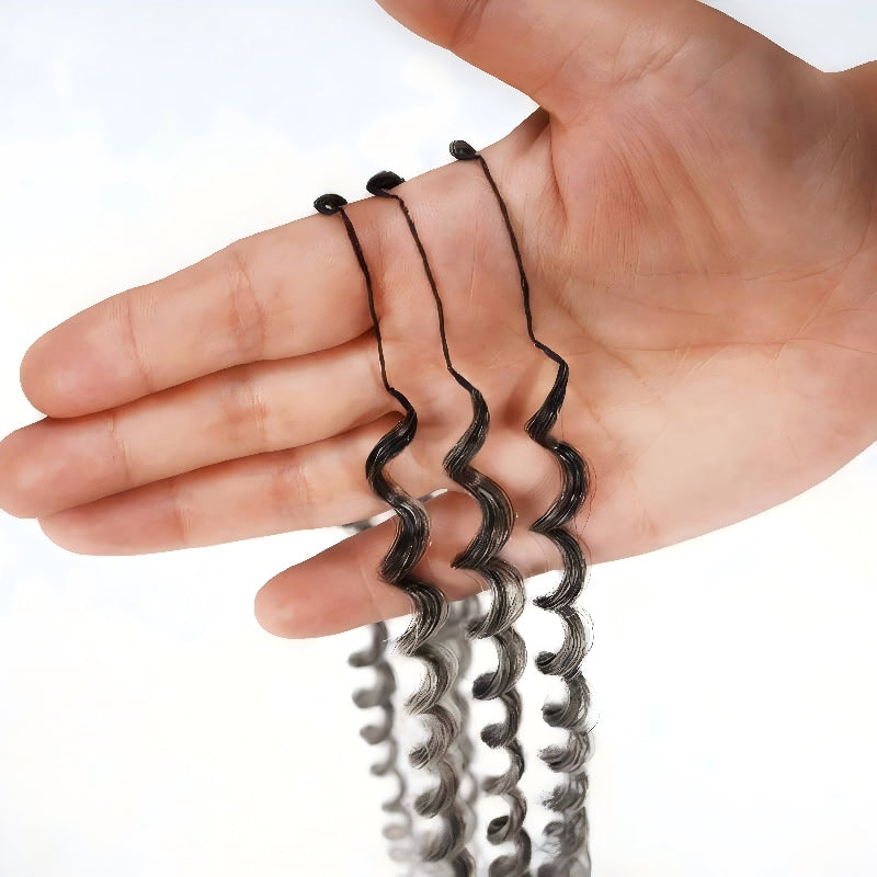 Salt & Pepper Small Kinky Curly  Crochet Hair Feather Human Hair Extensions