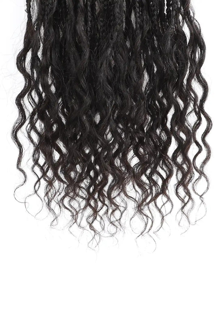 Pre Looped Crochet Boho Box Braids With Deep Wave Human Hair Curls-20Strands/Pack
