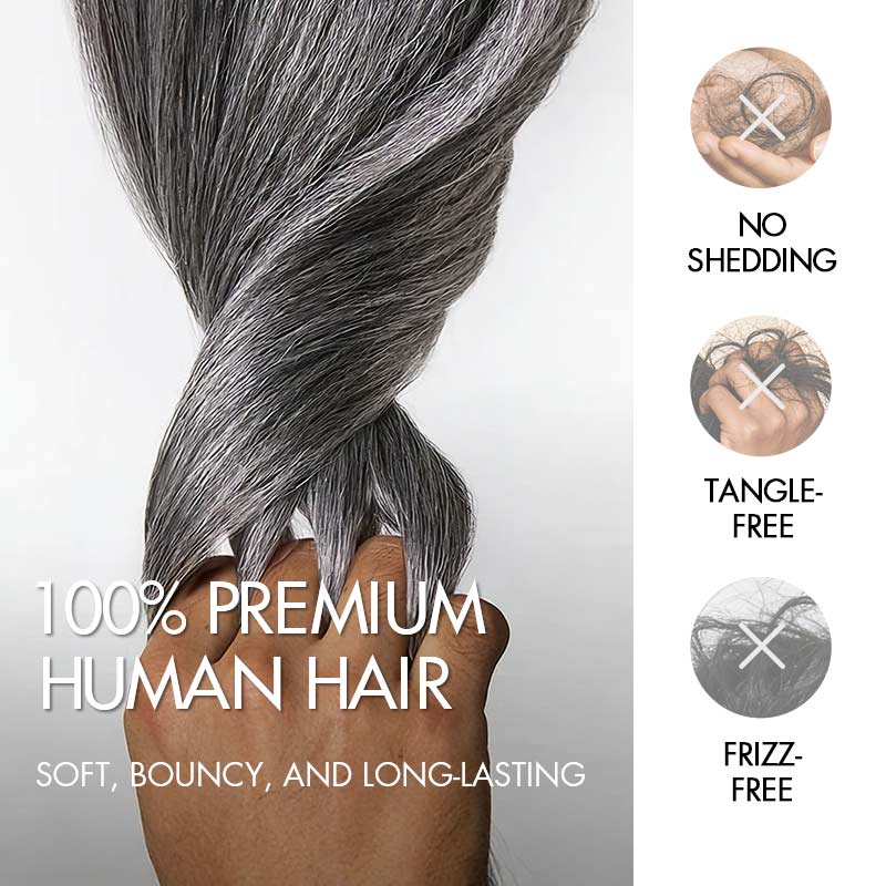 Burmese Curly Feather Crochet Human Hair Salt & Pepper Machine Made Crochet Weave Hair Extensions