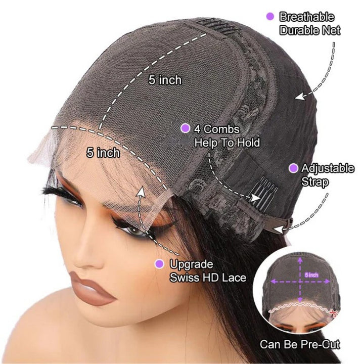 KRN Straight 5x5 HD Lace Closure Wig Human Hair
