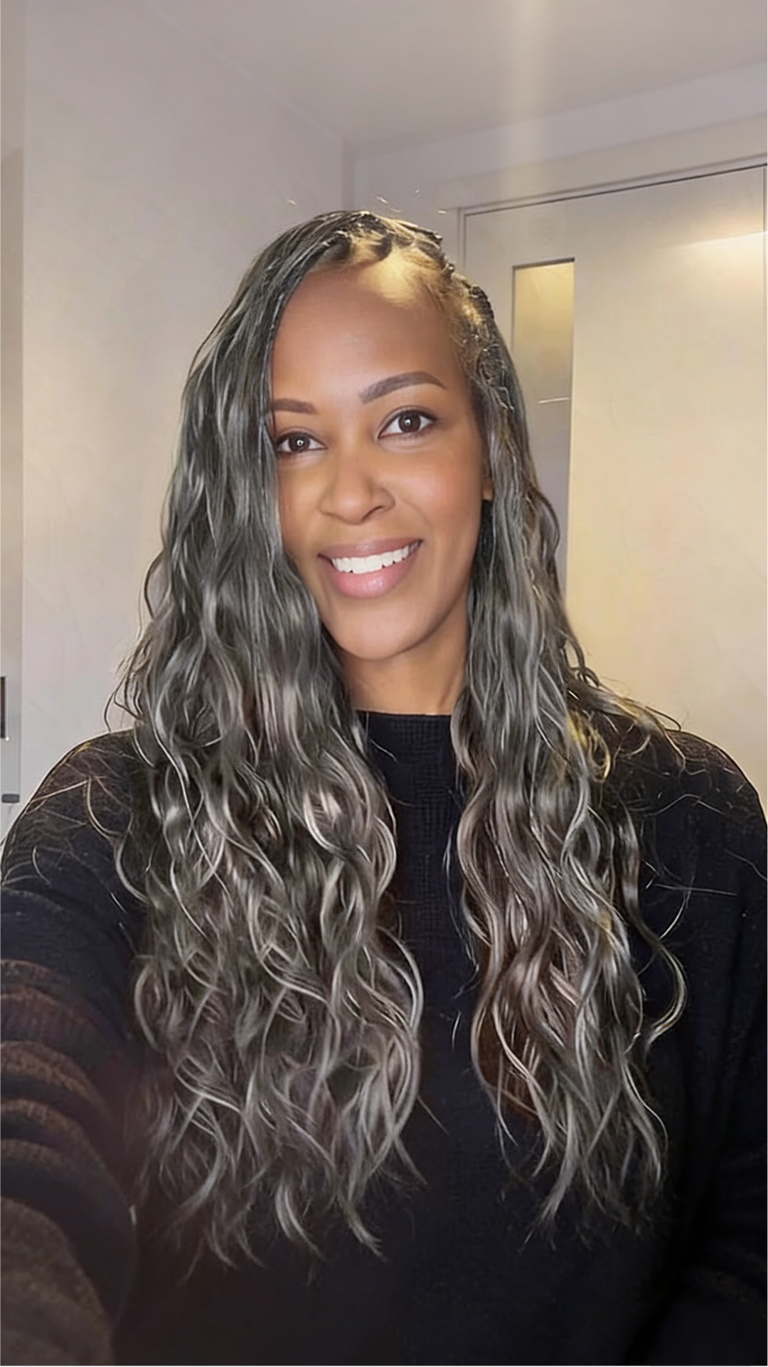 Salt & Pepper Crochet Hair Body Wave Machine Made Feather Human Hair Extension