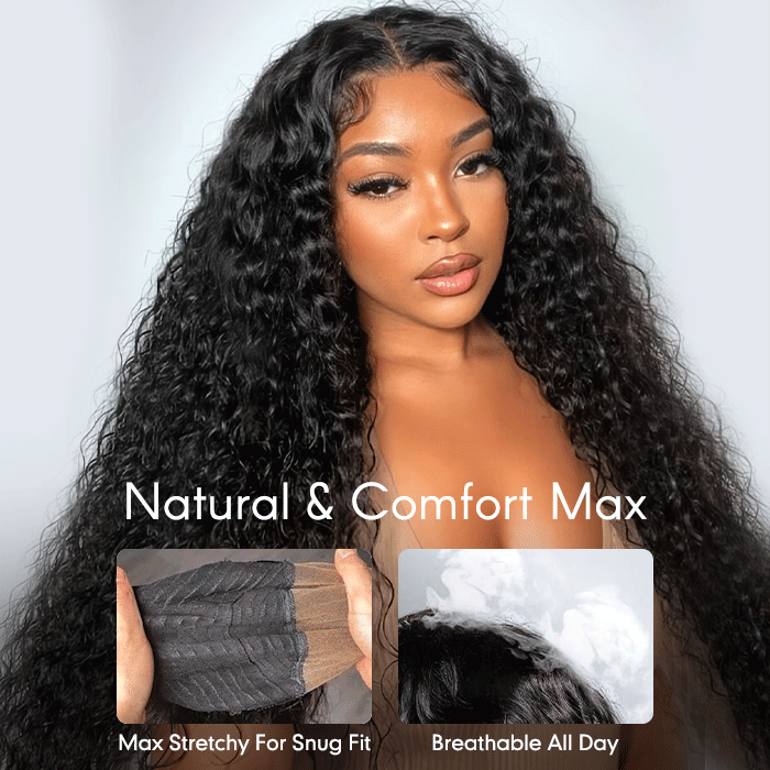 KRN Natural Black Water Wave 13x4 HD Lace Full Lace Frontal Wig