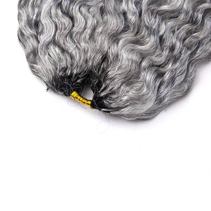 Salt Pepper Burmese Curly Human Crochet Hair