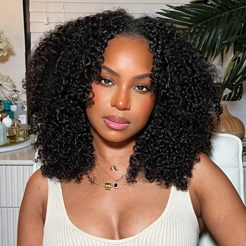 Afro Curly Glueless V Part Wig