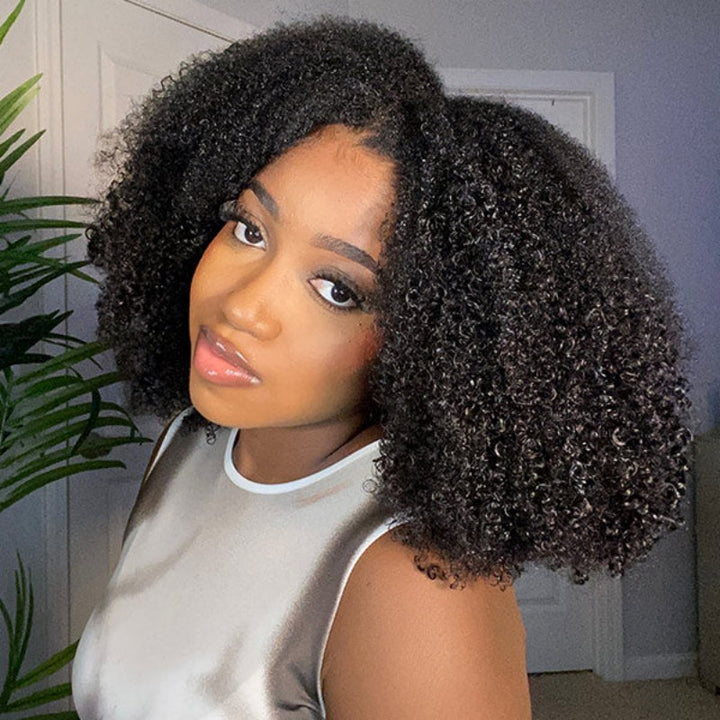 Afro Curly Glueless V Part Wig