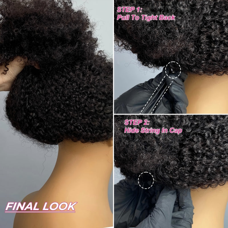 Afro Curly Glueless V Part Wig