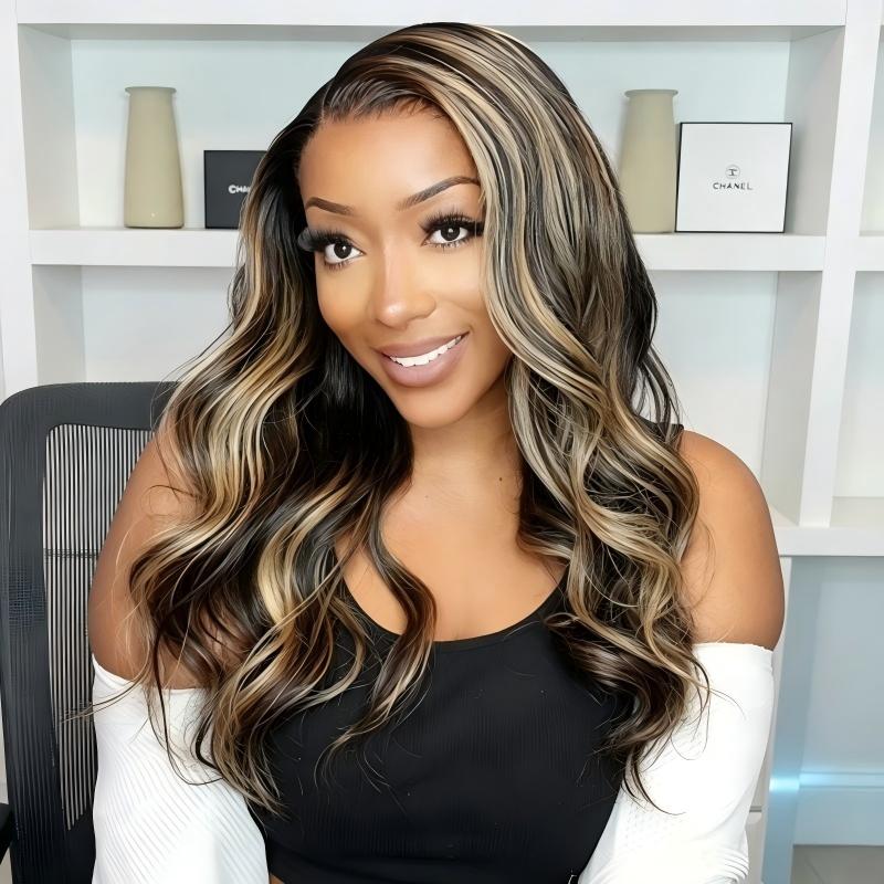 Body Wave 13x4 Transparent Lace 1B/27 Full Lace Frontal Wig