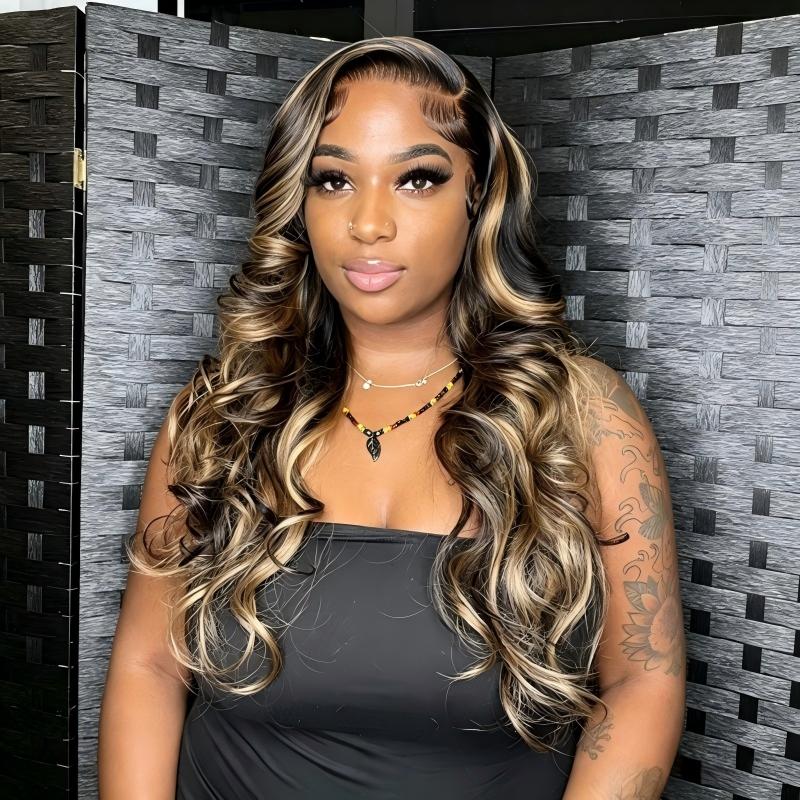 Body Wave 13x4 Transparent Lace 1B/27 Full Lace Frontal Wig
