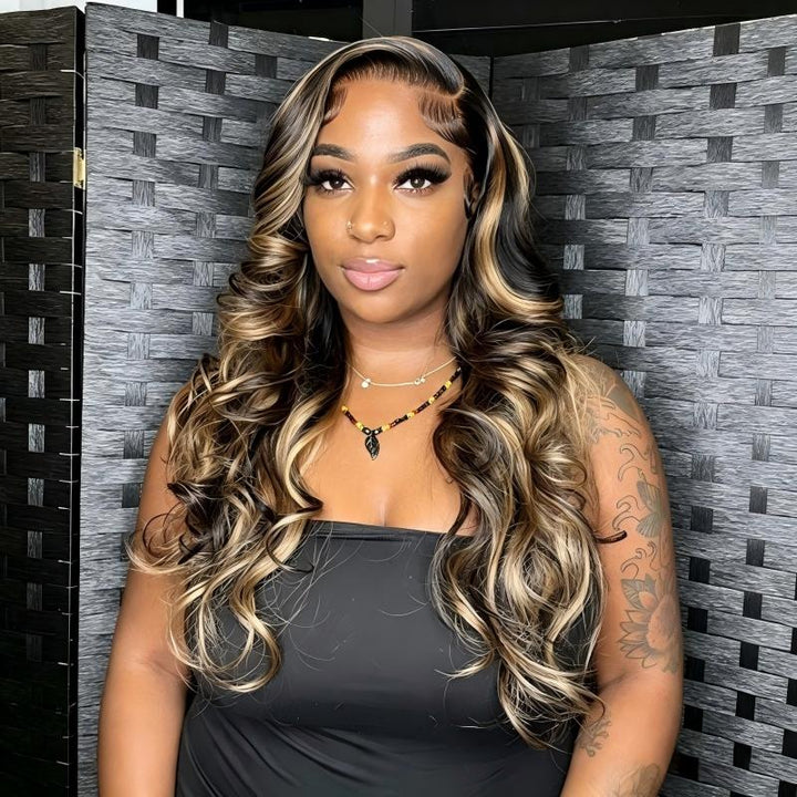 Body Wave 13x4 Transparent Lace 1B/27 Full Lace Frontal Wig