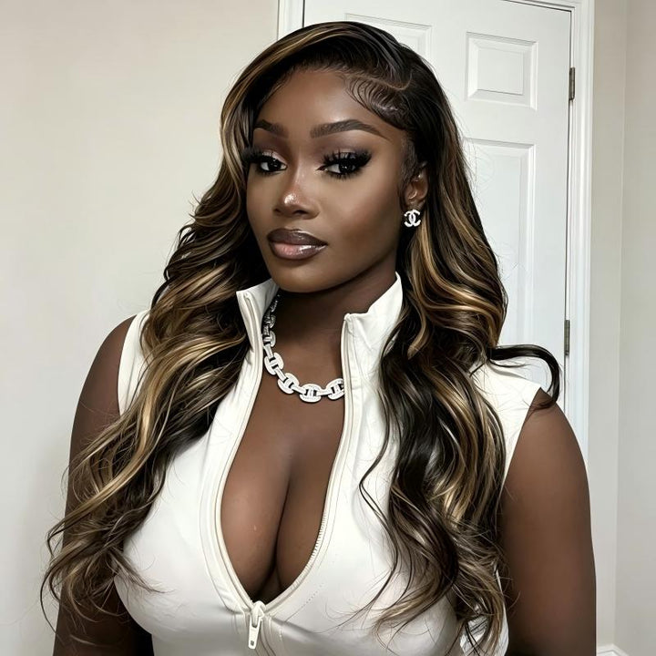 Body Wave 13x4 Transparent Lace 1B/27 Full Lace Frontal Wig