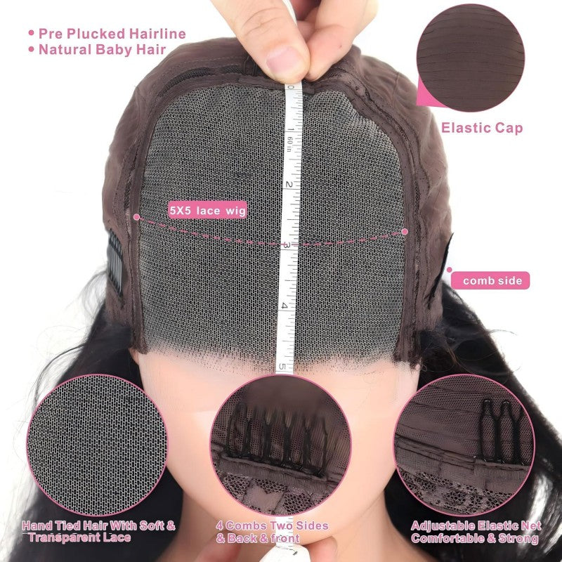 Body Wave 5x5 Transparent Lace Closure Wig Human Hair