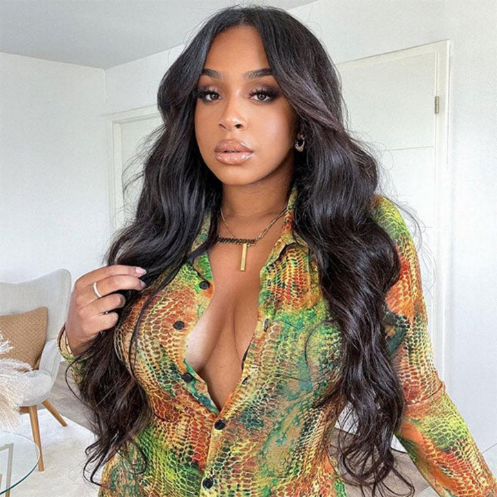 KRN Body Wave Half Wig Flexible Fit Drawstring Human Hair Wig