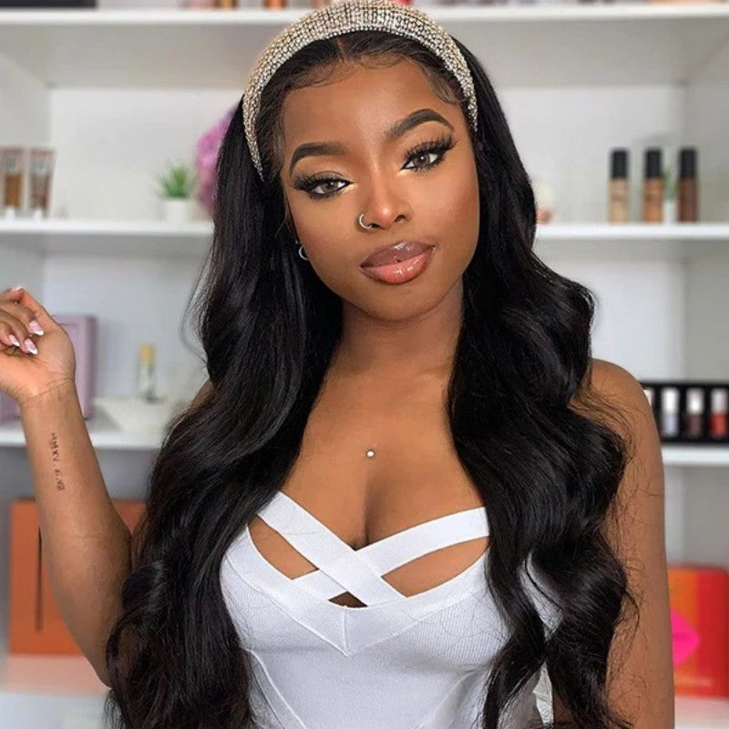 KRN Body Wave Half Wig Flexible Fit Drawstring Human Hair Wig