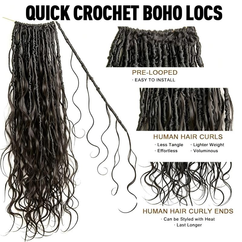 Body Wave Pre-looped Crochet Boho Locs With Human Hair Curls