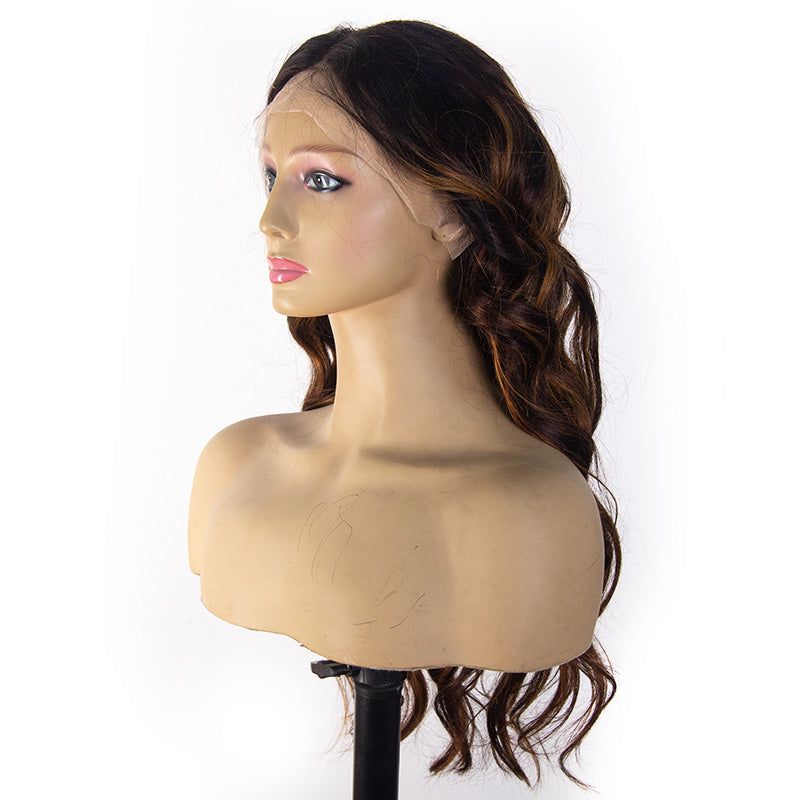 360 Invisible Strap Transparent Lace Wig Balayage Brown Body Wave