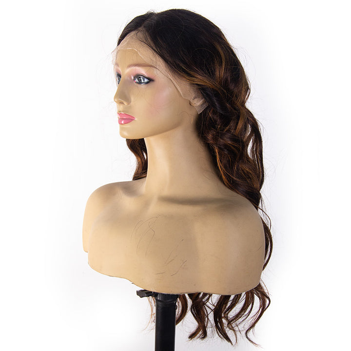 360 Invisible Strap Transparent Lace Wig Balayage Brown Body Wave