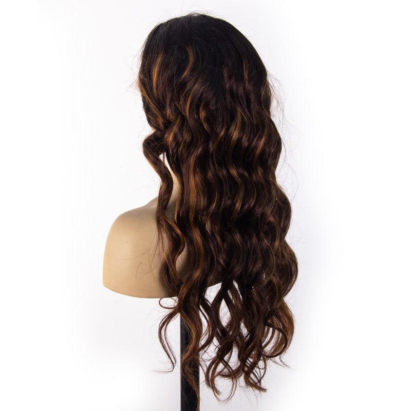 360 Invisible Strap Transparent Lace Wig Balayage Brown Body Wave