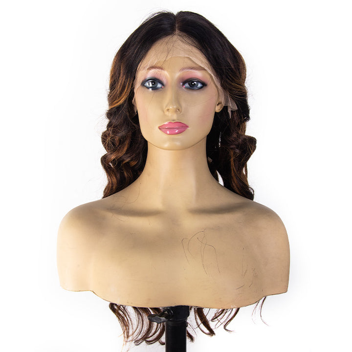 360 Invisible Strap Transparent Lace Wig Balayage Brown Body Wave