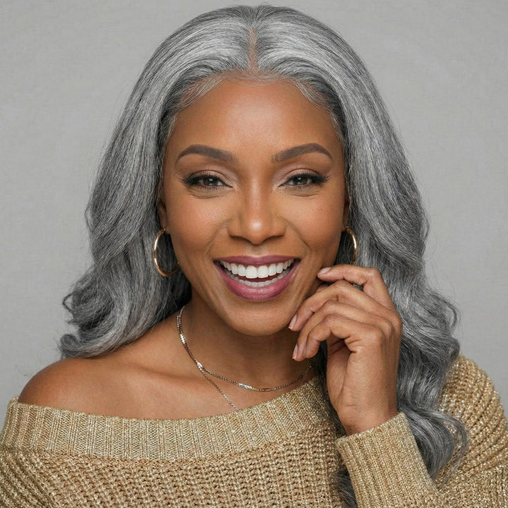 Body Wave Transparent Lace Salt Pepper 13x4 Full Frontal Wig