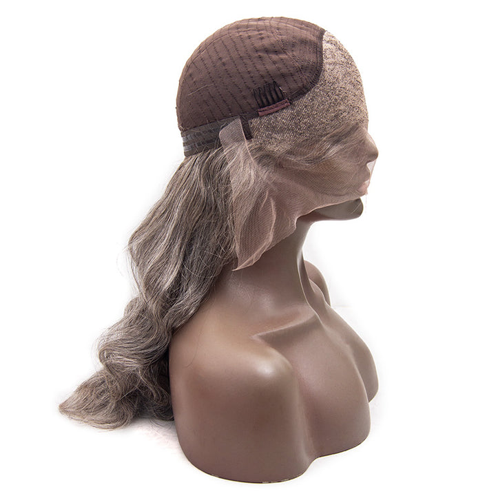 Body Wave Transparent Lace Salt Pepper 13x4 Full Frontal Wig