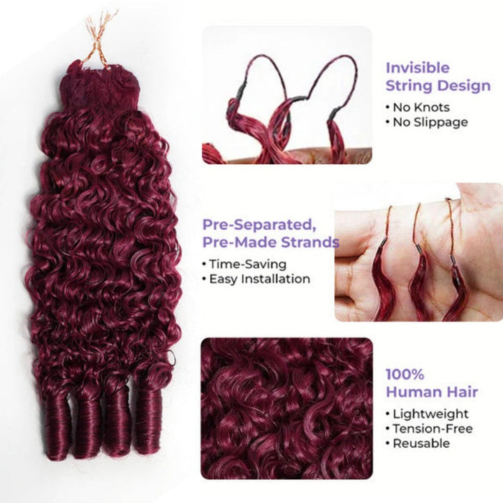 Burmese Curly 99J Burgundy Human Crochet Hair