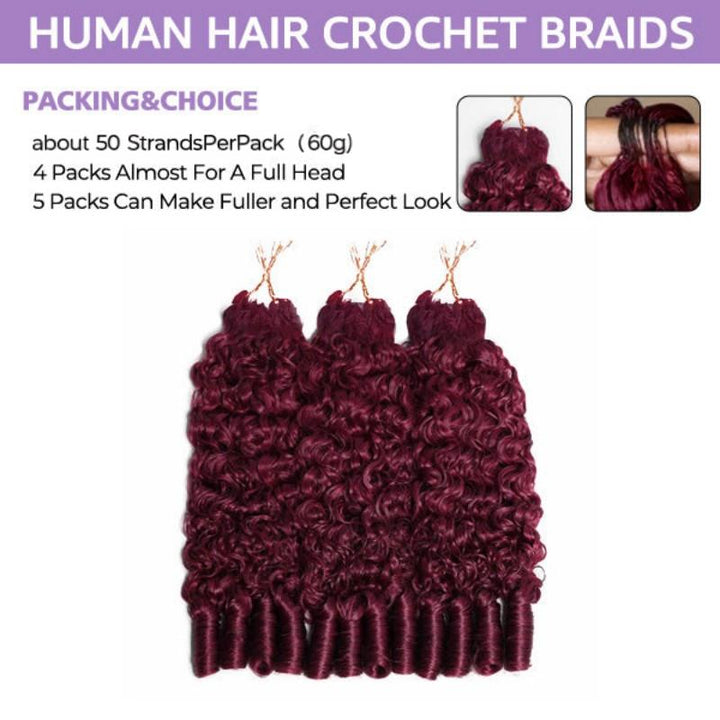 Burmese Curly 99J Burgundy Human Crochet Hair