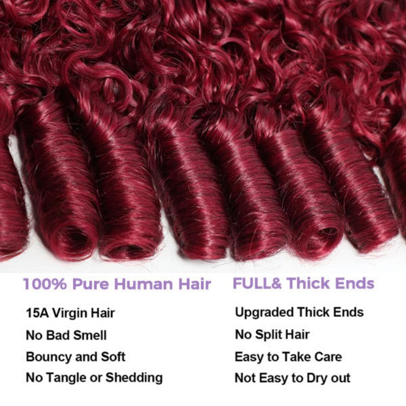 Burmese Curly 99J Burgundy Human Crochet Hair