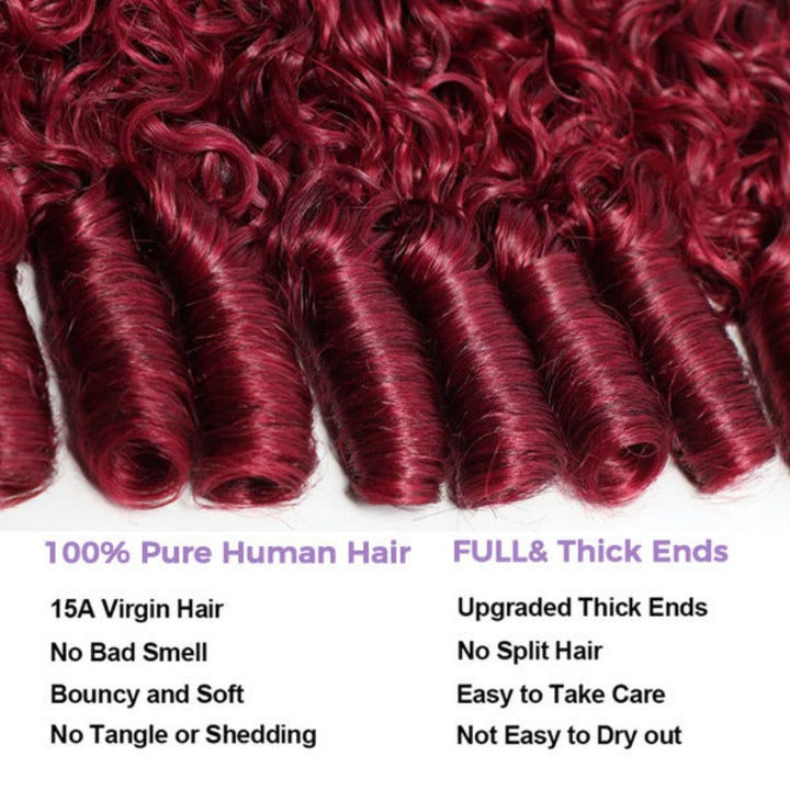 Burmese Curly 99J Burgundy Human Crochet Hair