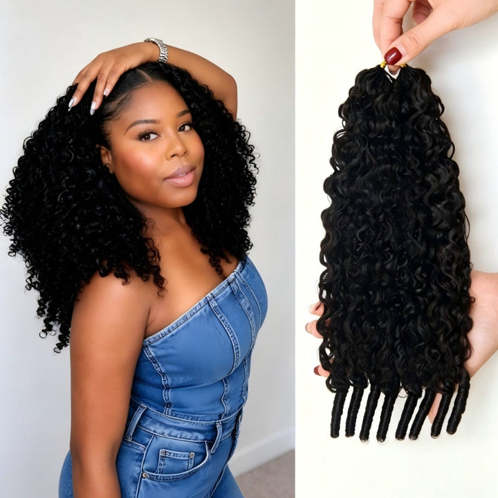 Burmese Curly Feather Crochet Real Human Hair Extensions human Crochet Hair Pre Looped
