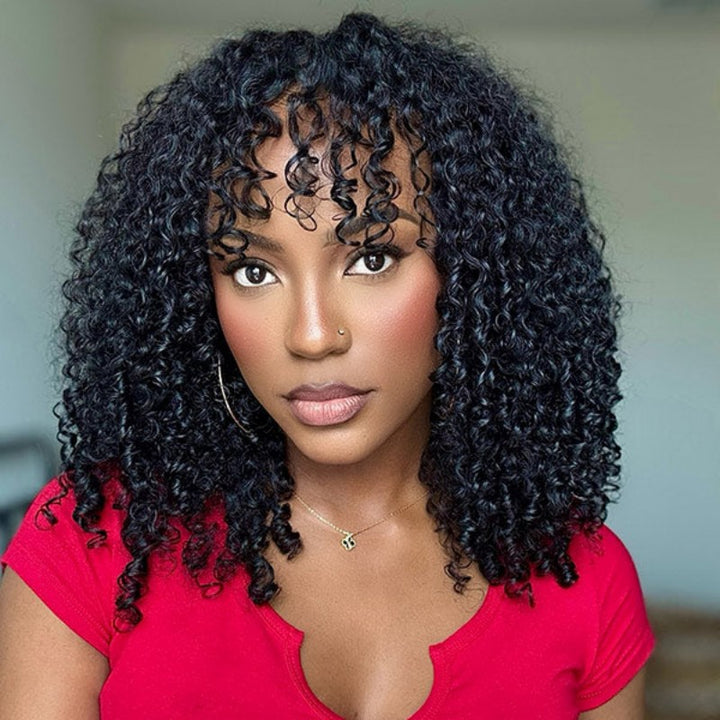 Burmese Curly Glueless V Part Wig