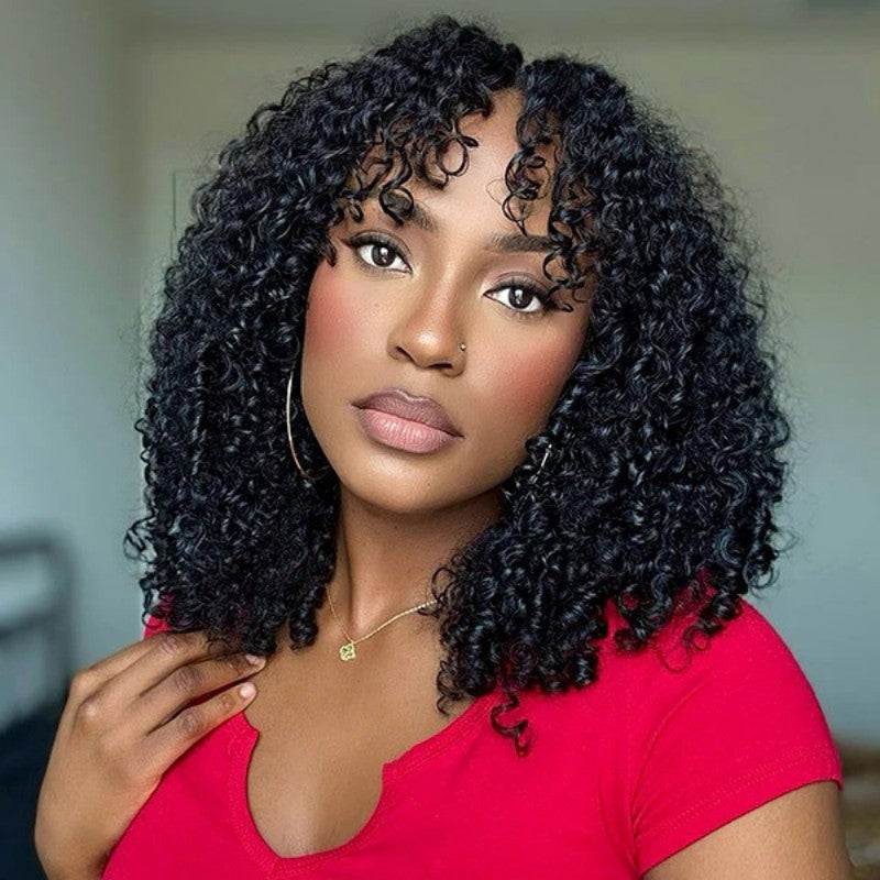 Burmese Curly Glueless V Part Wig