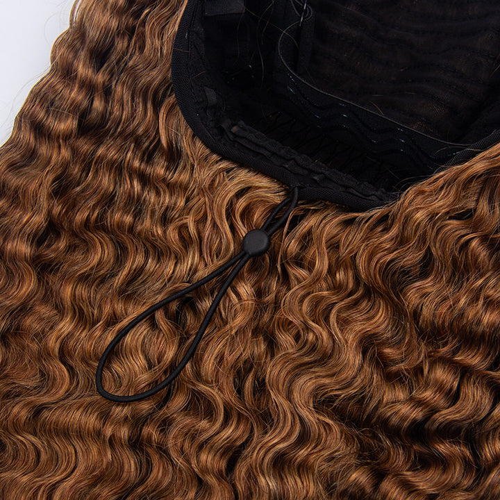 Burmese Curly Half Wig #30 Drawstring Human Hair Wig