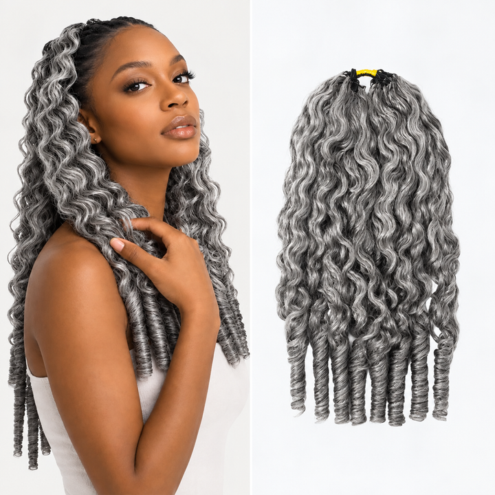 Salt Pepper Burmese Curly Human Crochet Hair