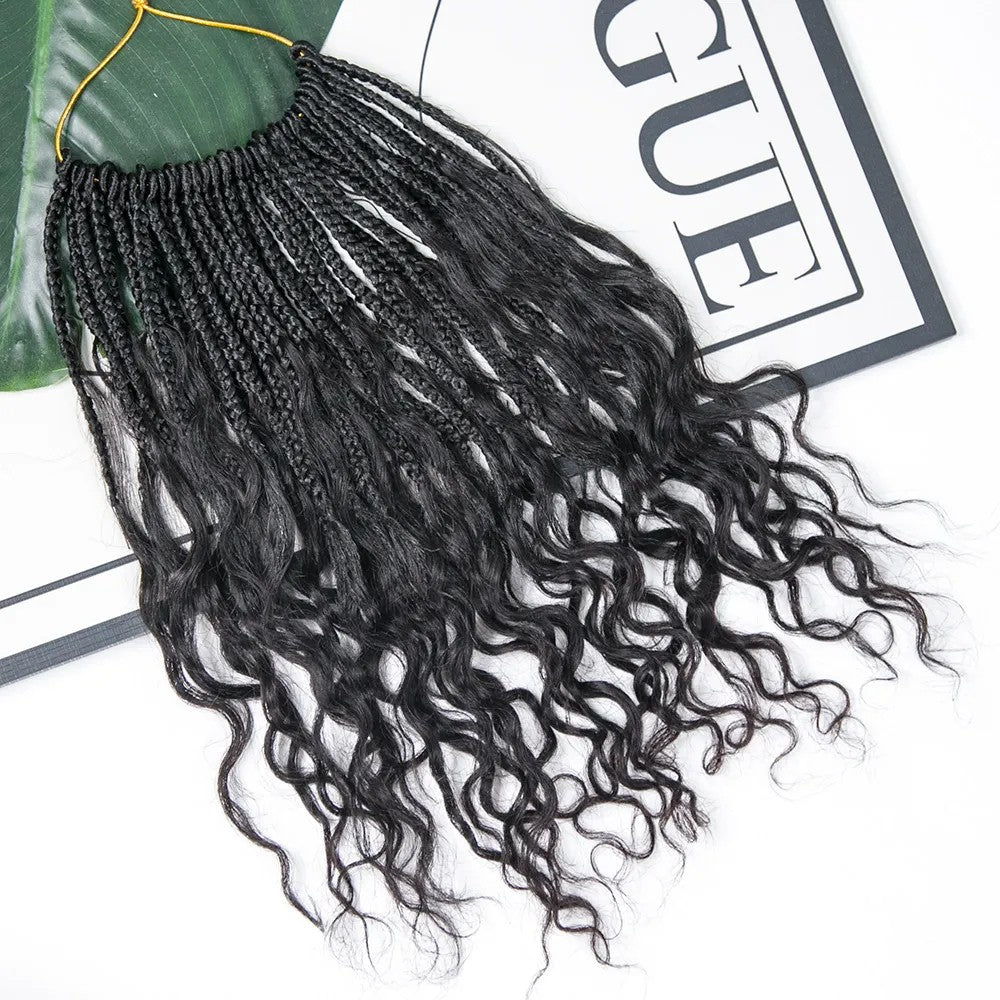 Boho Box Braid Crochet Hair with Human Hair Curls Crochet Braids Synthetic Braids with Human Hair Curls Ends for Black Women
