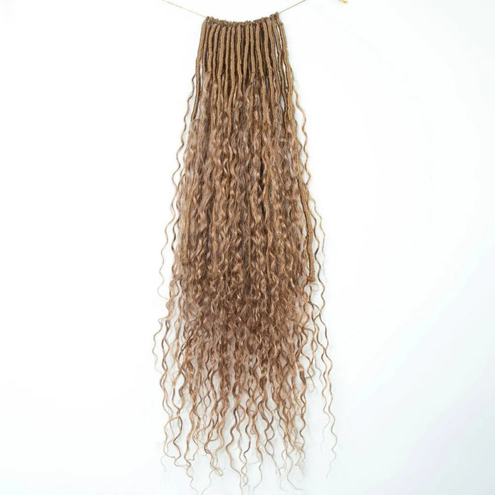 Curls #27 Honey Blonde Pre-looped Crochet Boho Locs With Human Hair Curls