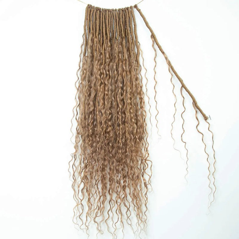 Curls #27 Honey Blonde Pre-looped Crochet Boho Locs With Human Hair Curls