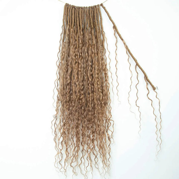 Curls #27 Honey Blonde Pre-looped Crochet Boho Locs With Human Hair Curls