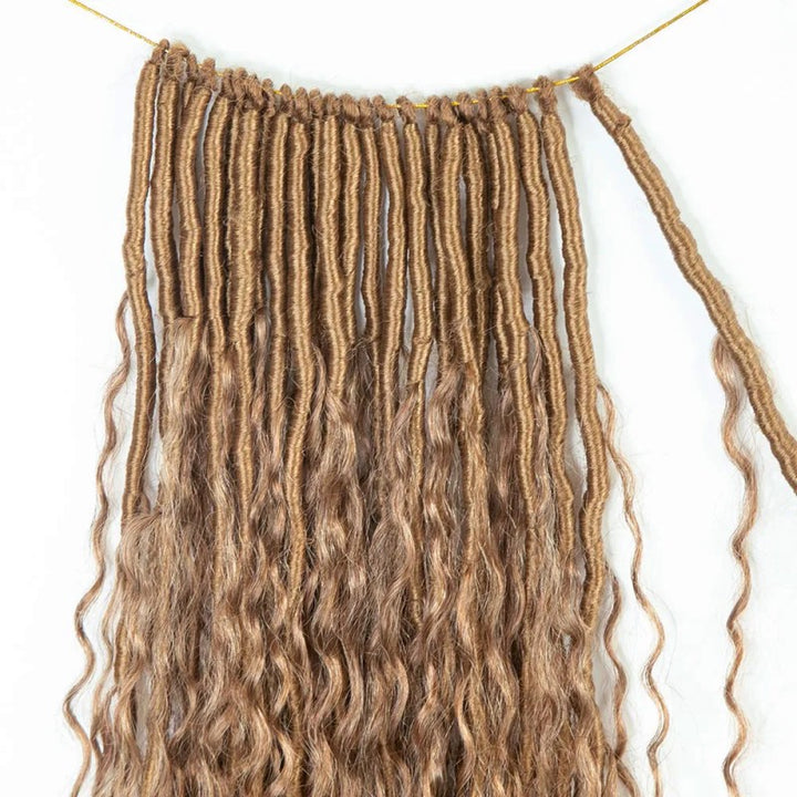 Curls #27 Honey Blonde Pre-looped Crochet Boho Locs With Human Hair Curls